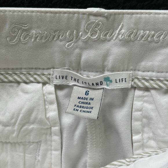 Tommy Bahama Live the Island Life White Ankle Cotton Blend Pant Sz 6 - Picture 6 of 9